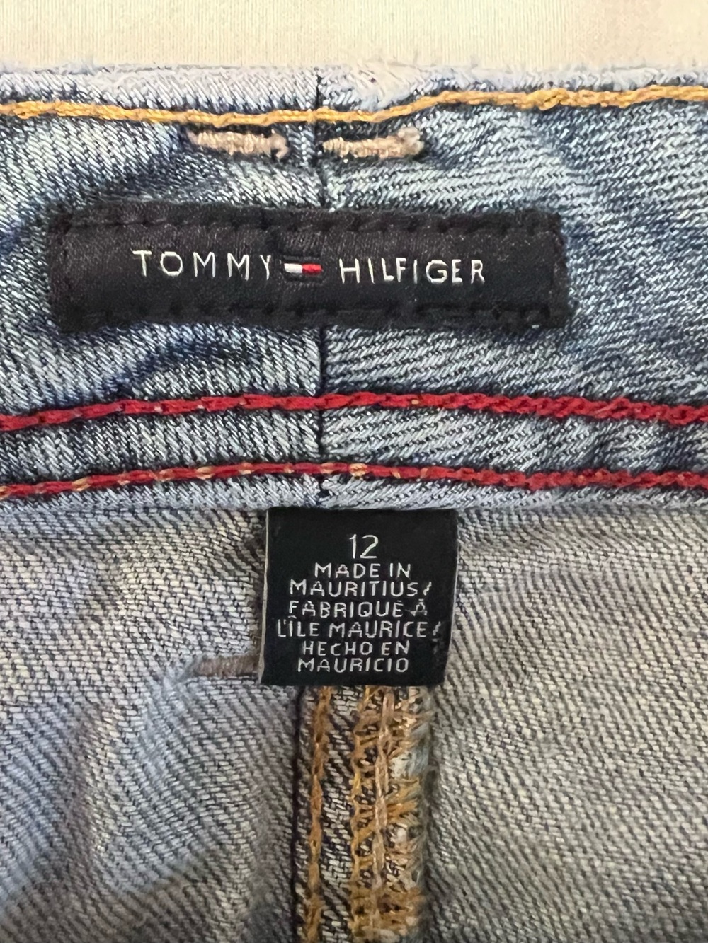 Tommy Hilfiger Light Blue Denim Shorts with Red Stitching - Picture 4 of 10